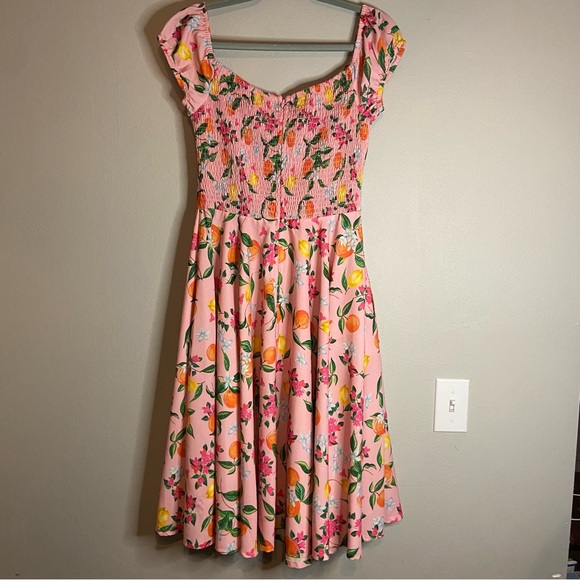 Floral Midi Dress in Pink and Orange - Picture 8 of 14